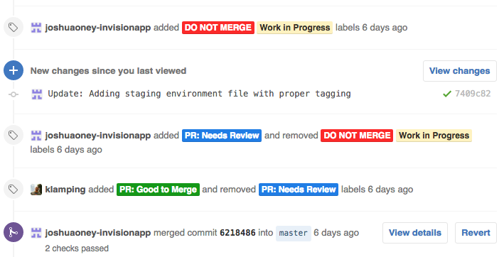 Example of Pull Request moving from DO NOT MERGE to needs review